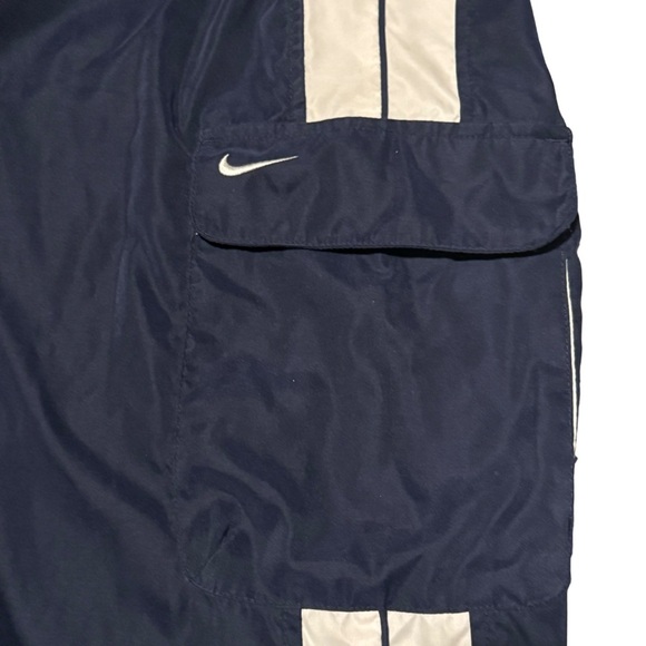 Nike Vintage 1990s/y2k Nike Cargo Track Pants Navy Blue & White Size Large - Picture 3 of 5
